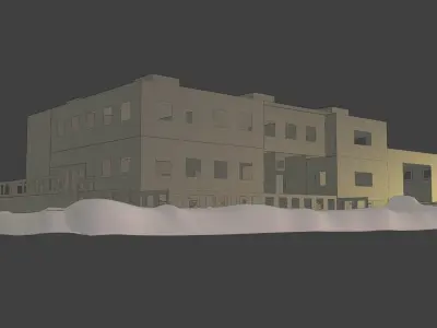 Layout 002 Municipal Building Low-poly 3D model