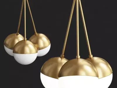 Copper Light Chandelier 3 3D model