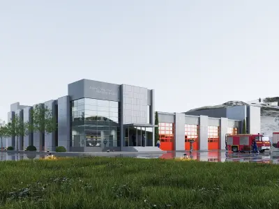 fire station Low-poly 3D model