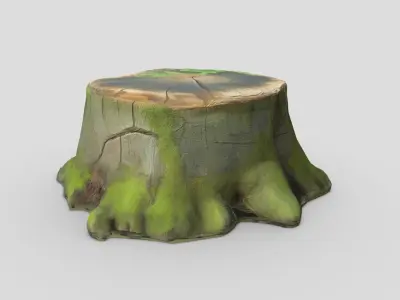 Tree Stump  Mossy Low-poly 3D model