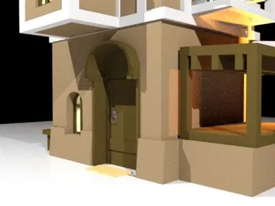 3D house with stairs Low-poly 3D model
