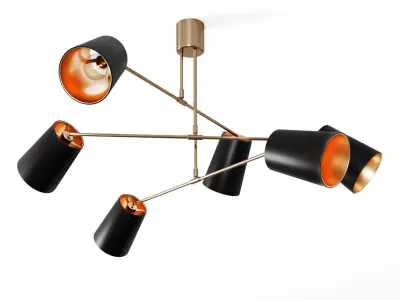 Andromeda-antique-brass-chandelier orange pendant light 3D model