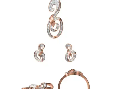 Light wt Ring Earrings Pendant set stl jcd 1-render details 3D print model