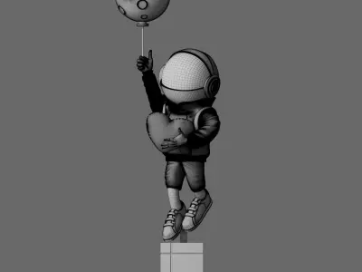 Astronaut floor lamp Low-poly 3D model
