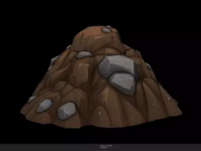 Stylized Dirt Mound Game Ready - AI Low-poly 3D model