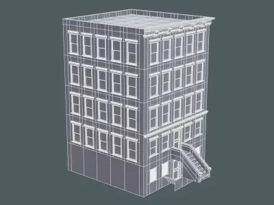 NY apartment building Low-poly 3D model