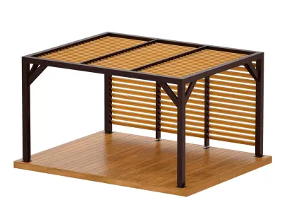 Wooden Rack Gazebo Pergola 3D model