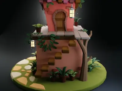Fantasy Cartoon House 2 Low-poly 3D model