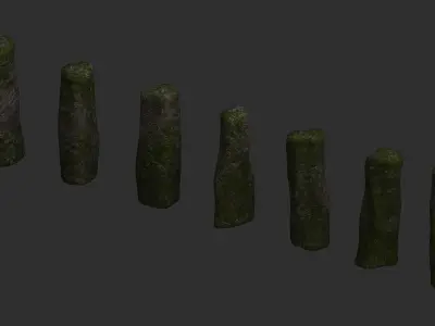 Rock Pillars - Moss Low-poly 3D model