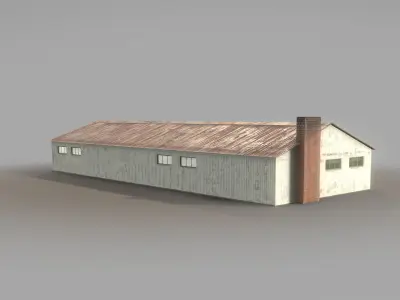 Old Garage 01 white  Low-poly 3D model