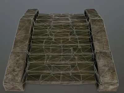 stairs 8 stone wall Low-poly 3D model
