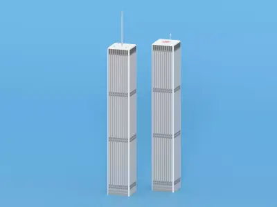 Cartoon World Trade Center Twin Towers New York Low-poly 3D model