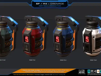 Sci Fi M4 - Grenade Low-poly 3D model