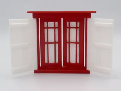Functional Double windows with shutters  3D print model