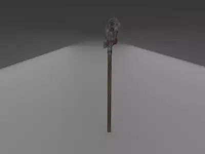 Shovel wooden stick with light shining Free low-poly 3D model