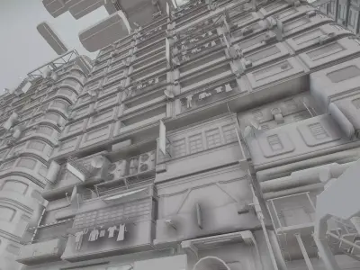 Cyberpunk  City Kitbash Low-poly 3D model