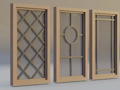 Wooden Windows Multicolor Low-poly 3D model