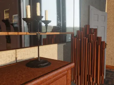 Vintage Interior 3D Scene Low-poly 3D model