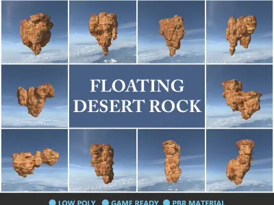 Low poly Floating Desert Rock Pack 200827 Low-poly 3D model