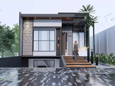 Modern Minimalist 2 Floor House Design Full Interior  3D model
