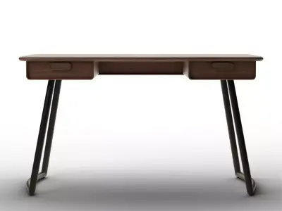 Minimalist Mid-Century Crane Writing Desk - Solid Walnut Low-poly 3D model