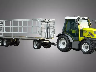 Rigitrac SKE 50 Tractor with Fliegl DPW 210 Trailer 3D Model Pack