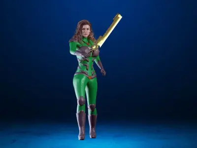 Sci-fi  Female - Rigged Low-poly 3D model