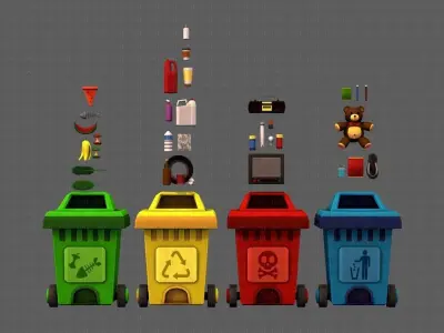 Garbage water bottle Low-poly 3D model