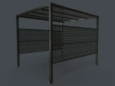 PBR Wooden Pergola Gazebo B2 Low-poly 3D model