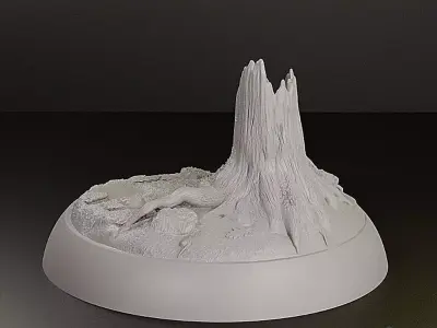 Ancient Tree Stump - 100mm Scenic Base - 3D Printable STL  3D print model