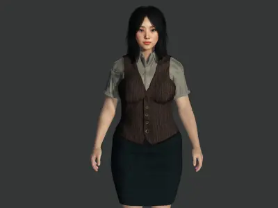 AAA 3D REALISTIC ASIAN CHARACTER-JAPANESE TEACHER  OFFICE WORKER Low-poly 3D model