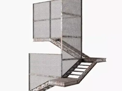 Old metal stair Low-poly 3D model