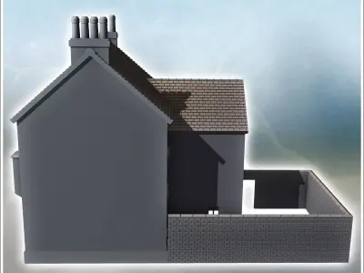 House with a ground-floor shop double bay windows on the upper f 3D print model