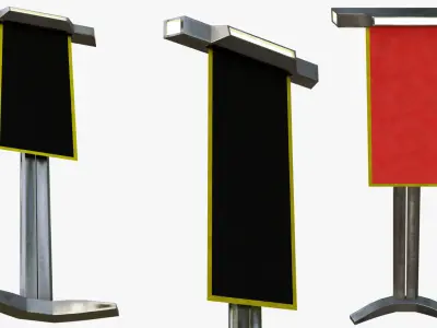 Futuristic Sci-Fi Flag Standard many PBR Options Textures Low-poly 3D model