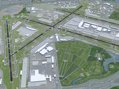 Minneapolis - Saint Paul Airport 12km Low-poly 3D model