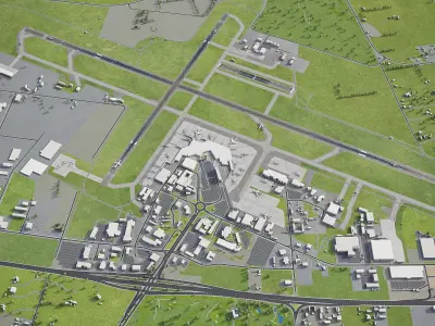 Christchurch Airport Low-poly 3D model