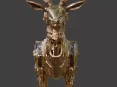 Steampunk Mechanical Deer Automaton 3D Model Low-poly 3D model