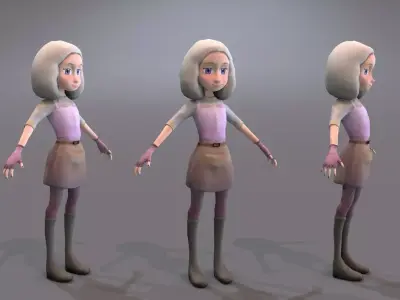 teen with white hair Low-poly 3D model