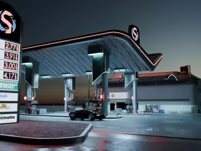 Cyberpunk Gas Station 3D model