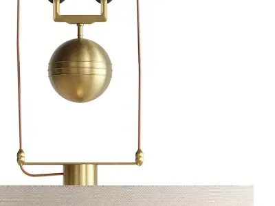 Pulley System Rise and Fall Pendant Light - Card Shade 3D model