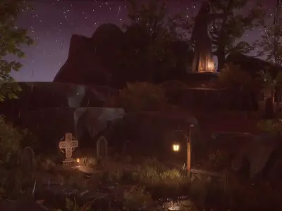 Abandoned Graveyard Low-poly 3D model