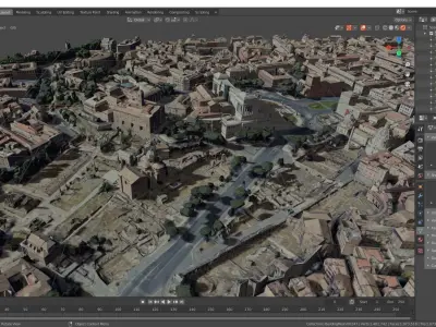 Historical center of  Rome ITALY With texture Low-poly 3D model Low-poly 3D model