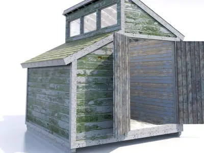Shed-02b wooden shed 3D model