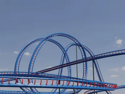 Rollercoaster roller coaster at amusement park Low-poly 3D model