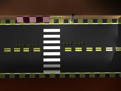 Street with bar - signs - pool table - posts and more Low-poly 3D model