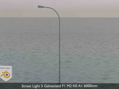 Street Light 5 Galvanized F1 M2 K0 A1 6000mm  Low-poly 3D model
