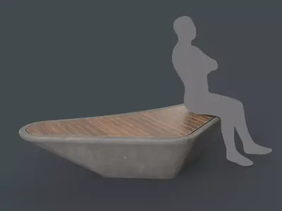 Modern Outdoor Bench 99 PBR Game Ready Low-poly 3D model