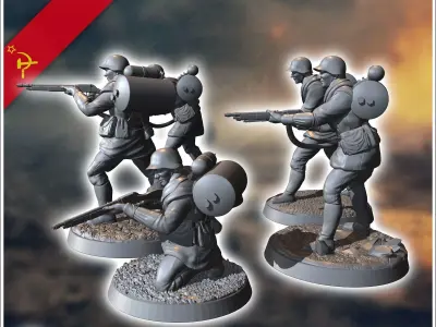 Set of 5 WW2 Soviet stormtroopers with flamethrowers 13 - Soviet 3D print model