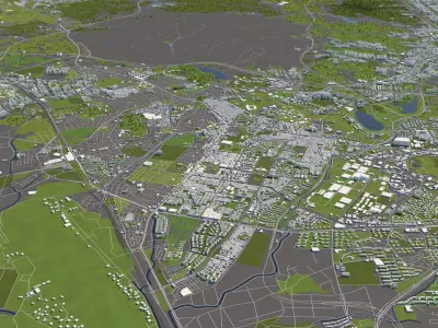 Suwon South Korea 50x50km 3D City Map 3D model