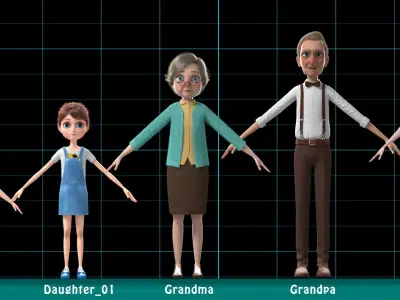  Cartoon Family Rigged V5 